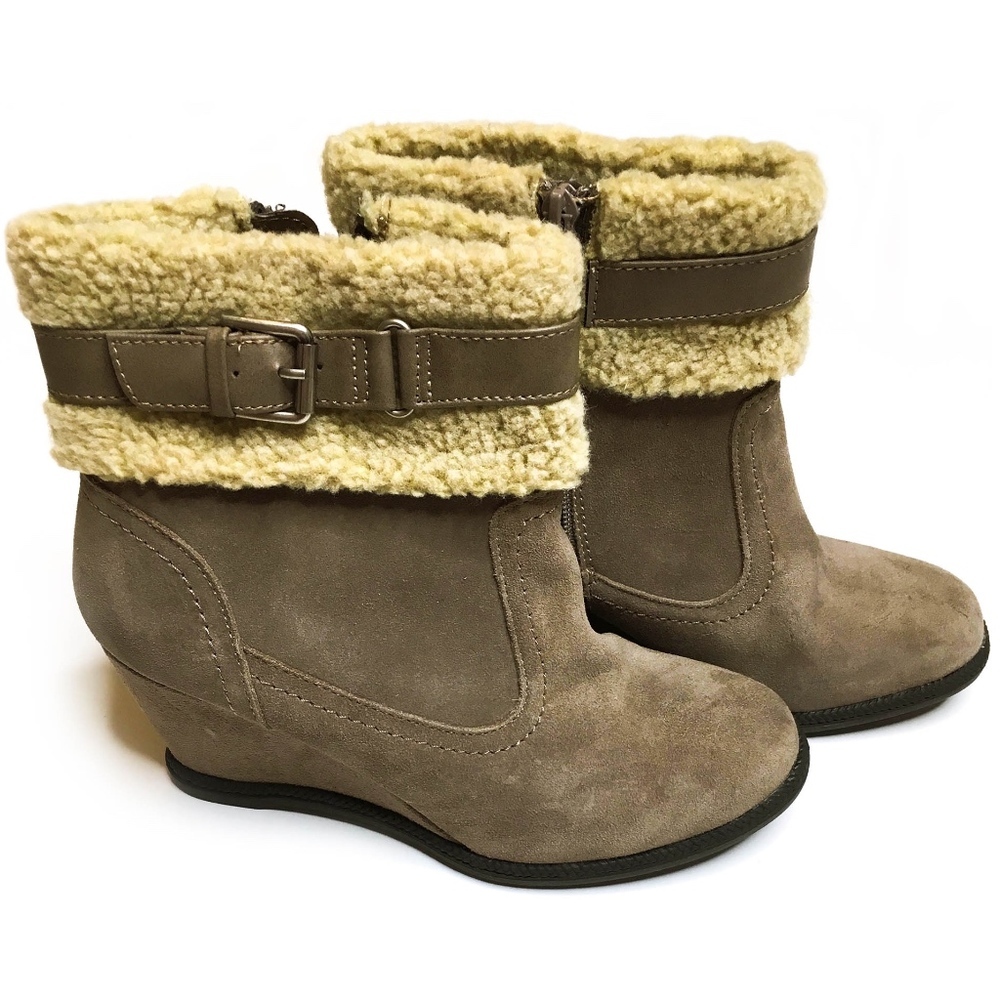 SOLE SENSIBILITY Faux Fur Booties TAN